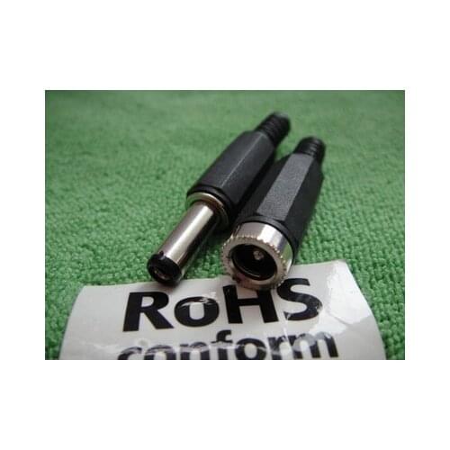 2.5x5.5mm AC-DC Power Cable Plug + Jack Socket Adapter CCTV Connector PP25 10