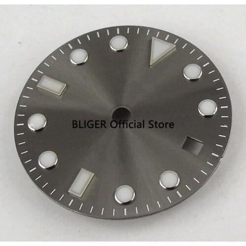 28.5mm Dark Grey Date Window Luminous Marks Watch Dial Fit For MIYOTA Mingzhu 2813 Automatic Movement D124