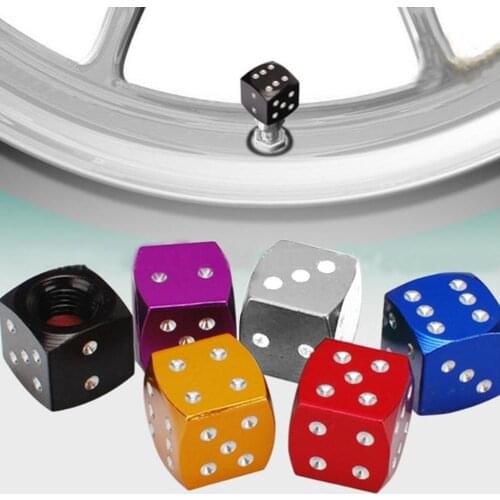 4Pcs Dice Shape Car Motorcycle Wheel Tyre Air Valve Stem Anti-dust Cover Caps