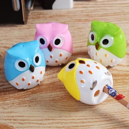 4 COLORS Cute Kawaii Lovely Plastic Owl Automatic Pencil Sharpener Creative Stationery Gifts For Kids School Supplies
