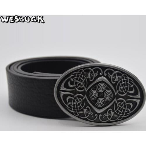 5 PCS MOQ WesBuck Brand Celti c Belt Buckles for Men Women Cool Oval Buckle Metal Cowboy Cowgirl Western DIY Buckle With PU Belt