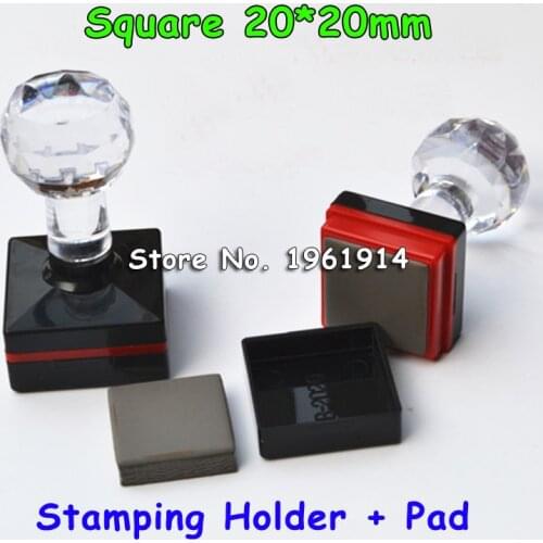 5Pcs Square 20x20mm Holder Plus Rubber PadStamp Shell Photosensitive Material Selfinking Stamping