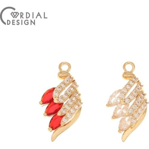 Cordial Design 50Pcs 11*21MM Jewelry Accessories/Pendant/Wing Shape/DIY Jewelry Making/Hand Made/Earring Findings/CZ Charms