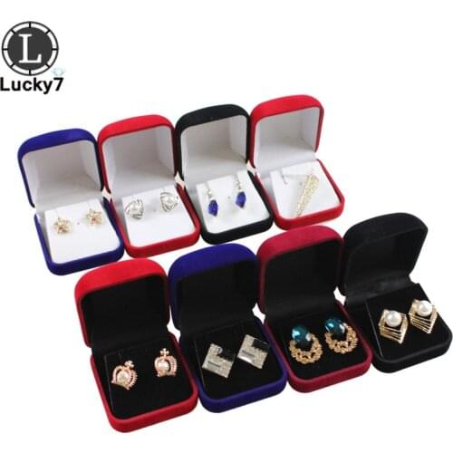 Wholesale Earrings Box Black Velvet Wedding Jewelry Earring Storage Case Box Pendant Stud Package Gift Box