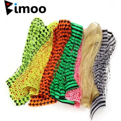 Bimoo Grizzly Barred Rubber Flutter Silicone Legs Dry Streamer Buggy Nymph Legs Tying Fish Hook Rubber String Fly Tying Material
