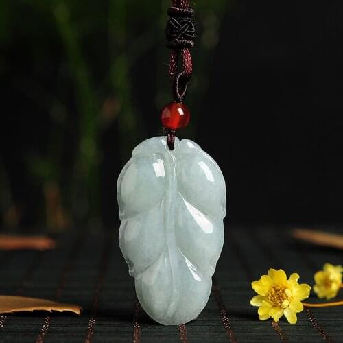 Pale green emerald leaves pendant burmese jade golden Jade pendant male and female neck ornaments