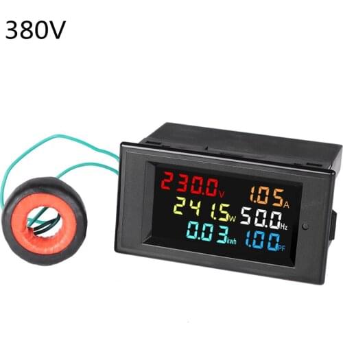 New LCD Digital Panel Wattmeter Energy Power Meter Voltage Voltmeter Current Ammeter Frequency Indicator AC 220V 380V 100A