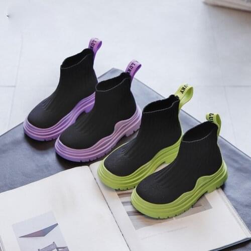 Children Winter Socks Shoes Girl Knitted Breathable Short Boots Boys Anti-slip Soft Bottom Kid Elasticity Ankle Boots Chaussure