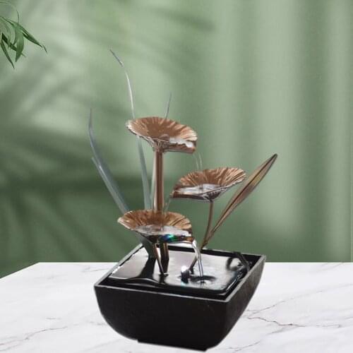 Indoor Water Fountains Chinese Feng Shui Fortune Lotus Fountain Wheel Desktop Water Fountain for Home Office Decor Crafts Gifts