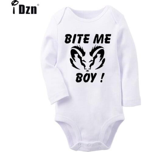 Bite Me Boy Daddys Hunting Girl Design Newborn Baby Boys Girls Outfits Jumpsuit Print Infant Bodysuit Clothes 100% Cotton Sets