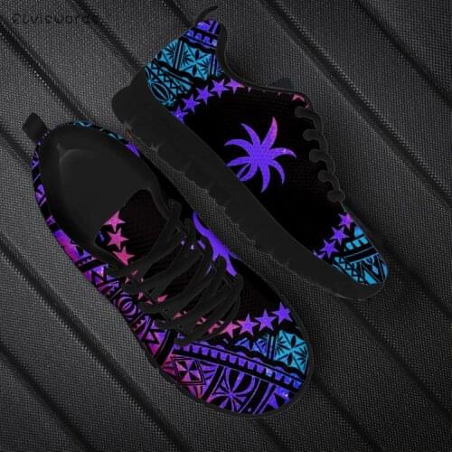 ELVISWORDS Micronesian Reggae Color Version Pattern Leisure Ladies Flat-Shoes Comfortable Air Mesh Sneakers Footwear for Women