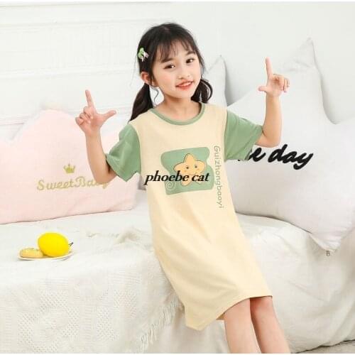 Summer Girls Clothes Cotton Pajamas Nightgown Cartoon Nightgown Baby Girls Clothes Sleepwear Nightdress Children Sleeping Dress