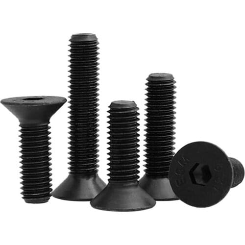M2 M2.5 M3 M4 M5 M6 Din7991 Carbon steel Bolt DIY Hexagon Hex Socket Flat Head Countersunk Screw Black Furniture screws