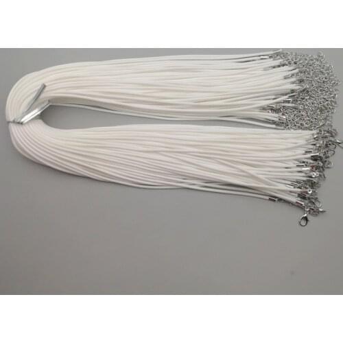 Fashion 2mm white color Wax Leather Cord Necklace 45cm Lobster Clasp Rope Chain Jewelry Accessories Wholesale 100pcs/lot