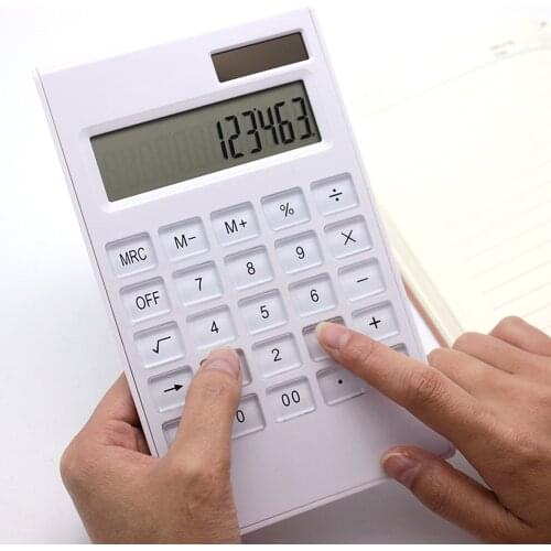 Desktop Calculator Ultra-thin 12 Digits Large Display Solar & Battery Dual Power Crystal Buttons Basic Counter for Home Supplies