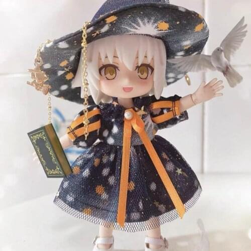 New Ob11 Clothes Halloween Magic Witch Dress Suit 16cm Doll Obitsiu 11 Clothes GSC YMY P9 Universal Accessory