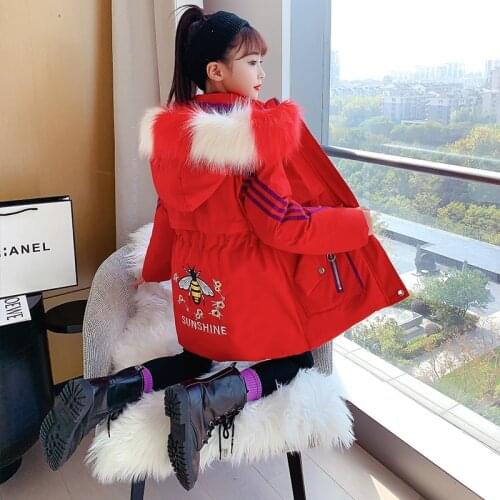 2021 new kids girls cotton padded clothes children girl winter outerwear jacket coat teen Thickened windbreaker