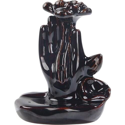 Newest Free Cone Incense Decor Zen Waterfall Holder Smoke Fountain Buddha Decoration Ceramic Incense Burner Living Room Ornament