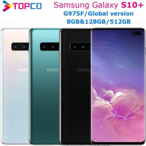 Samsung Galaxy S10+ S10 Plus G975F Global version Original Unlocked Mobile Phone Octa Core 6.4" 16MP&Dual 12MP 8GB&128GB ROM NFC