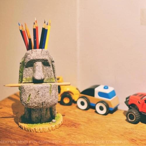 Easter Island Moai Pen Storage Holder Pencil Flower Pot Office Bedroom Desktop Decoration