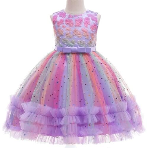 Girls Dress Summer Childrens Clothing Party Elegant Princess Little Teenage Tulle Baby Girls Kids Lace Wedding Ceremony Dresses