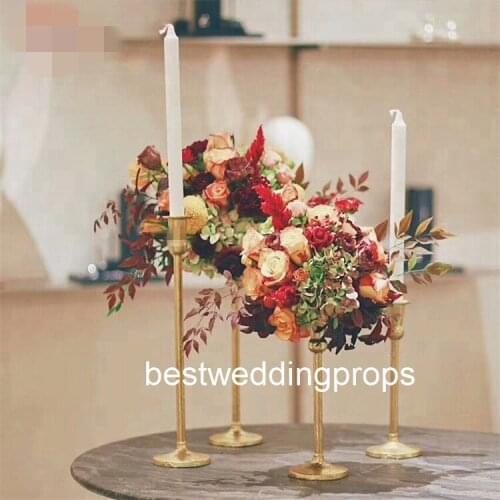 Luxury cheap sale new style 30pcs/lot Plating Gold Candle Holder For Wedding Party Home Decoration senyu206