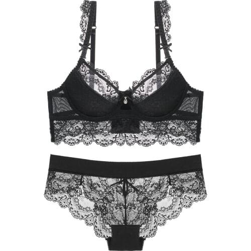 Everyday Women Sexy Lace Bra Set Ultra-Thin Intimates Underwear Push up Bra Brief Sets Large Size Comfortable Lingerie Set