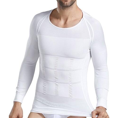Mens Body Shaper Workout Slimming Tummy Vest Thermal Long Sleeve Compression Shirt abs Waist Trainer Tank Top Shapewear