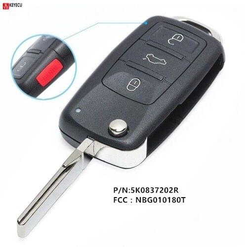 Keyecu 5K0837202R 315Mhz 3 button with panic HU66 blade remote key NBG010180T for Beetle Passat Tiguan 2013 2014 2015 kigoauto