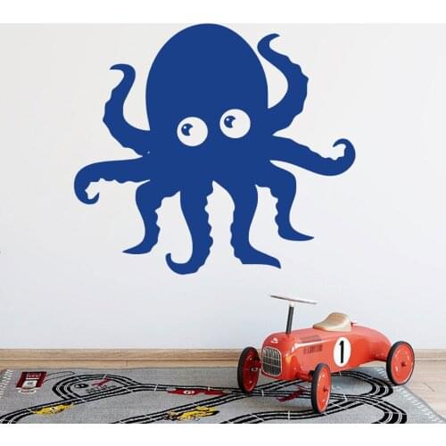 Qute Octopus Sea Animal Vinyl Wallpaper Furniture Decorative For Baby Kids Rooms Decor Removable Wall Decals CX482