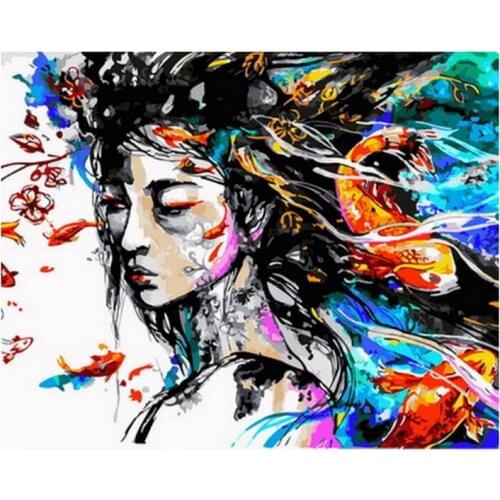 Unframe diy oil picture oil paintings by numbers figure painting paint by number for home decor 4050cm thinking