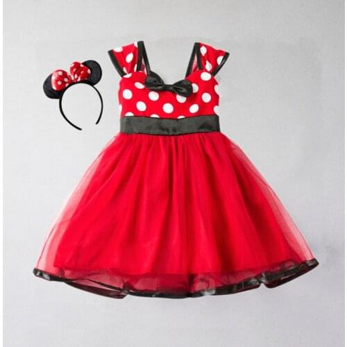 Girls Christmas Dress for Baby Girls Clothes Cartoon Mouse Dress Dots Printing Girls Casual Wear Fantasy Kids Birthday Clothing