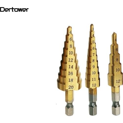 1pcs 3-13mm HSS Titanium Coated Stepped Drill Power Tools Carbide Drill Mini Drill Bit Set 3-12mm 4-12mm 4-20mm DT6