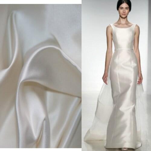Bridal Fabrics High Quality Silk Duchess Satin Fabric For Wedding Dress 30m/m
