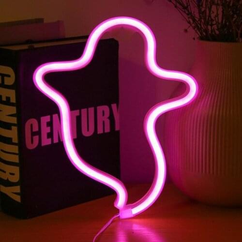 Halloween Decoration Ghost-Shaped Neon Night Light Signboard Warm And Comfortable Light House Ornament Holiday Supply Dropship