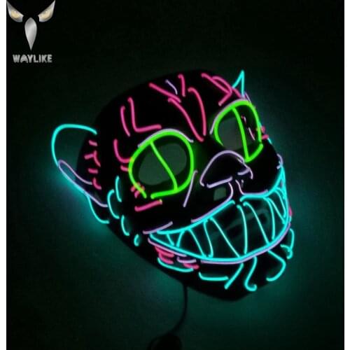 WAYLIKE Halloween Elvis Glow Mask Full Face Neon Mask Light Led Mask Halloween Party Masque Masks Glow In The Dark Horror Mask