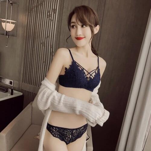 Color embroidery LadiesSexy Lace Embroidered Ring-Free Bra Suit Adjustment-type collapsible milk-gathered underwear