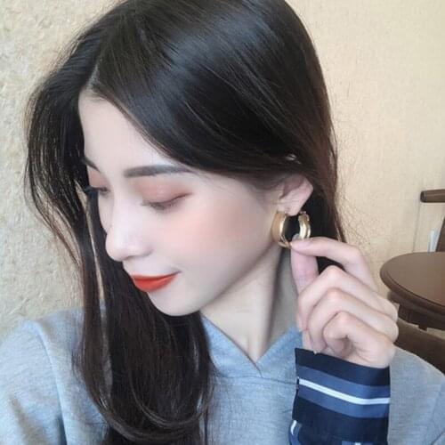 Girl Gold Circle Round Earrings Trendy Simple Silver Color Hoop Earrings For Women Party Jewelry