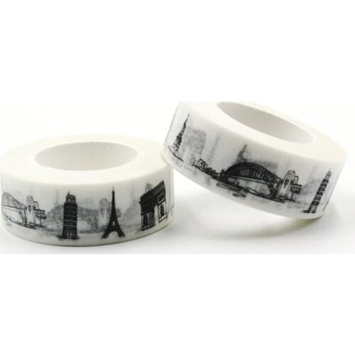 1 PCS New Sketched Paris Eiffel Tower Triumphal Arch France Japanese Washi Tape Office Adhesive Tape Adesivo 15mm*10m