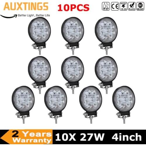 10PCS FREE SHIPPING 4" 27W round led work light bar ce rohs led work lamp SPOT FLOOD Beam for 4x4 offroad tractor ATV SUV CAR