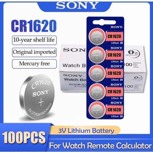 100Pcs/Lot Sony Original CR1620 CR 1620 3V Lithium Battery For Watch Remote Control Alarm Button Cell Coin BR1620 DL1620 ECR1620