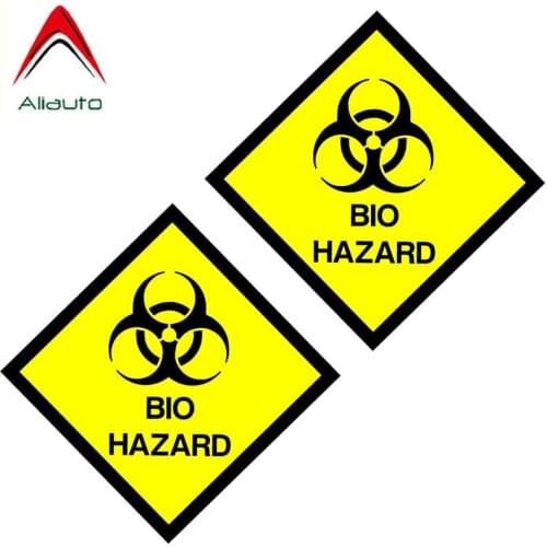 Aliauto 2 X Cover Scratch Car Sticker Bio Hazard Sign Warning Mark Interest Reflective Personality Decal PVC,10cm*10cm