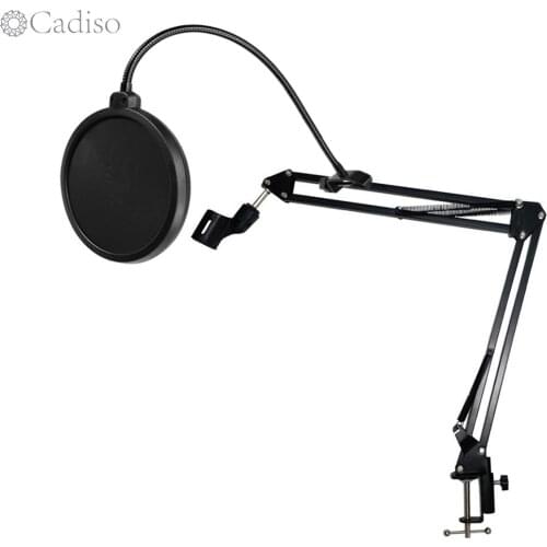 Cadiso NB-35 Microphone Scissor Arm Stand Clip Holder and Table Mounting Clamp Pop Filter Windscreen Mask Shock Mount Kit