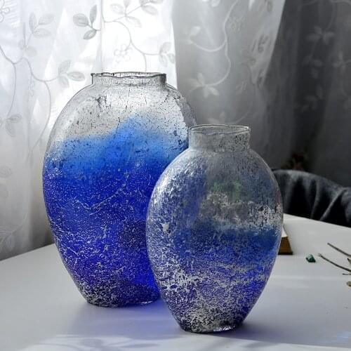 Colored Glass Vase for wedding decoration home decor blue Tabletop vases for flowers Styling of mermaid terrarium Clear