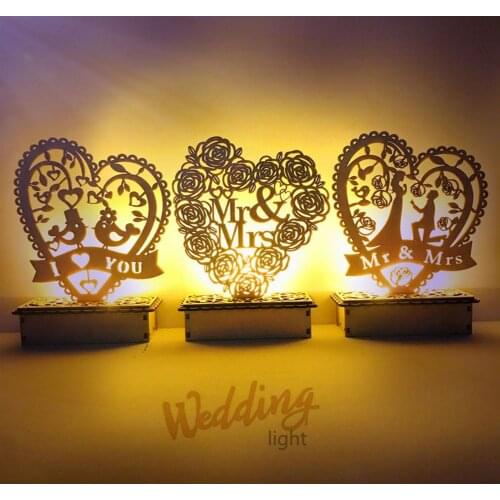 Wooden Wedding LED Light Bridal Mr&Mrs Wedding Decoration Portable Table Wedding Party Decoration Favor Supplies