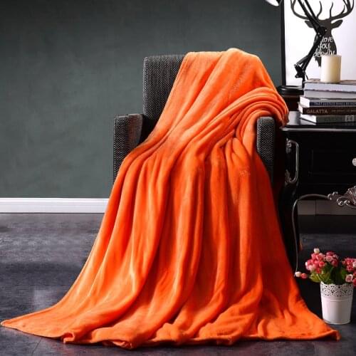 Home Textile Flannel Blanket Winter Super Warm Soft Blankets Throw on Sofa/Bed/Plane Travel Patchwork Solid Bedspread Orange
