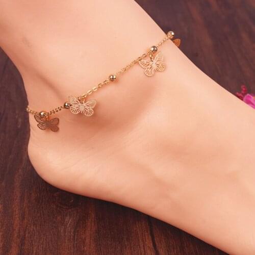 European and American fashion leisure fashion classic glamour high-end Bohemia sweet romantic butterfly womens foot chain