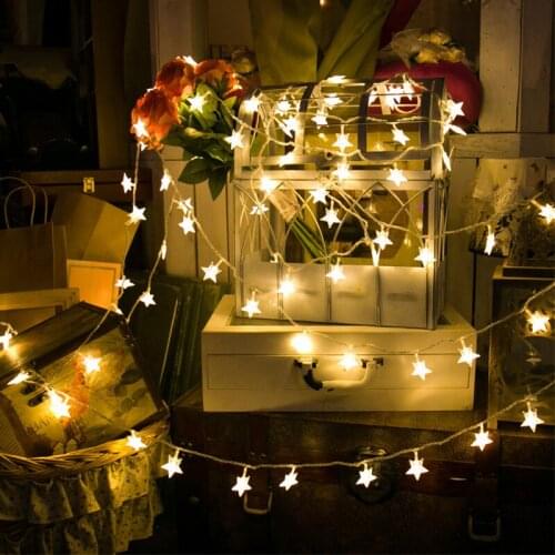 LED Star Color String Lights Fairy Garland Curtain Home Decoration Bedroom Window Christmas Lighting Powered By Battery 1.5/3/6M