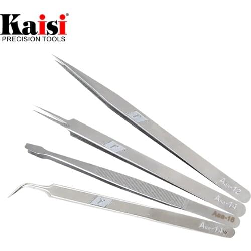 Kaisi Corrosion Resistant Industrial Tweezers Curved Straight Tip Precision Stainless Forceps Phone Repair Hand Tools Sets