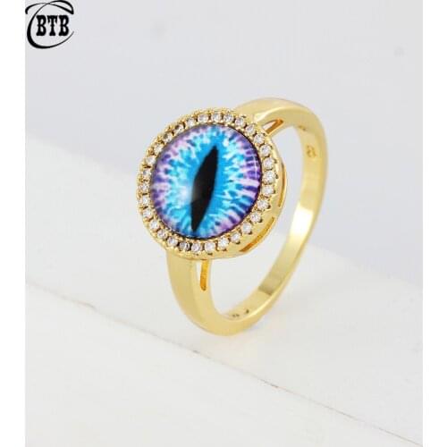 Fashion New Cool Design Golden Circle Lucky Demon Eye Unisex Ring Personality Punk Street Style Top Quality Jewelry Holiday Gift